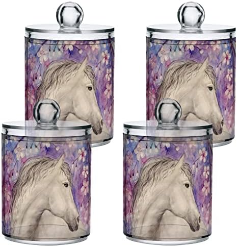 innewgogo Beautiful Horse Цвят, 2 Опаковки, Държач за памучни тампони, Органайзер, Диспенсер, Пластмасови Контейнери за Баня с Капака,
