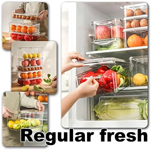 SRHMYWGY Органайзер за хладилник от свеж и прозрачен PET материал, Комплект от 4 Кутии за съхранение с Вентилационни отвори, се използва