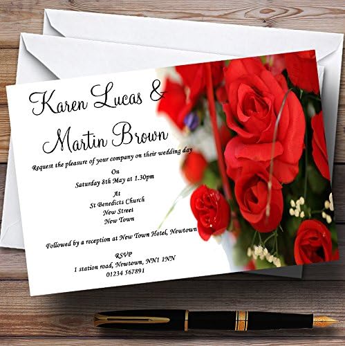 Персонални Покани на Сватбата си с Романтични Червени Рози