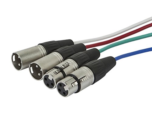 4-Канален змеевидный кабел Monoprice XLR от мъжете към XLR жена - 6 м (20 фута), 2 изгряващите и 2 отгоре - 26AWG, балансирани