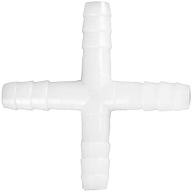 Joywayus пластмасов щуцер за маркуч 5/16 с бодлива тел, 4-ходови фитинги за тръби, адаптер за тръби (опаковка от 6 броя)