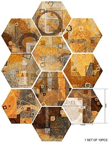 GaoYunQin Шестостенни стикер на шестигранную плочки за пода, пакет от 10 смесени непромокаеми стикери за стена, Традиционна реколта Художествена