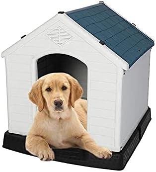 Teerwere Голям Пластмасов Открит на Кучешката къщичка за домашни любимци, защитен от атмосферни влияния, Кучешки развъдник