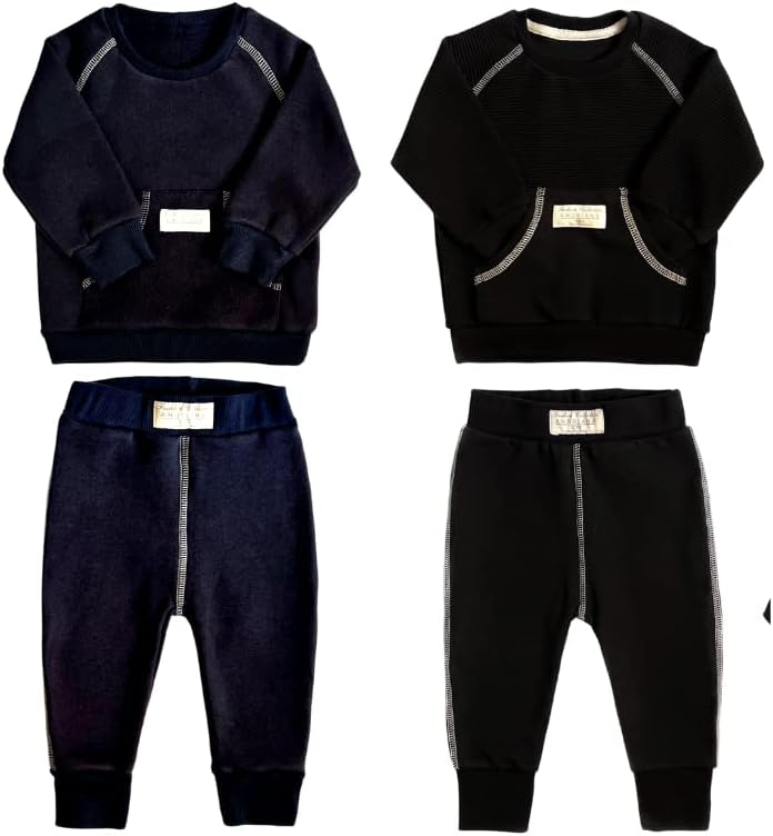 Trend комплект от мек пуловера и джоггера UA Бебета Simple Joys от 2 теми от органичен хипоалергенни памук с топла флисом