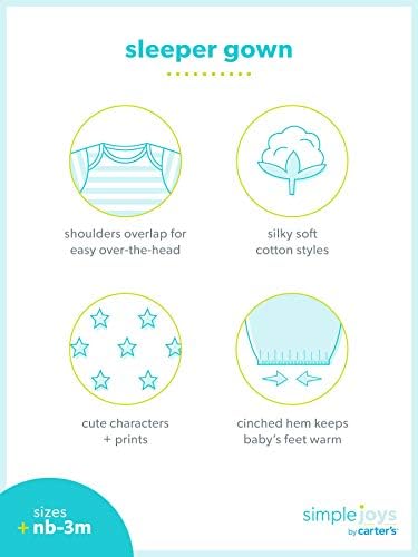 Хлопчатобумажный халат за сън Simple Joys by Carter's за новородени Унисекс, опаковки от 3