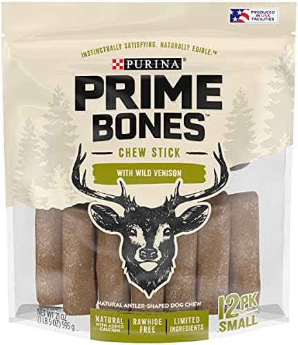 Purina Prime Bones, Направени в САЩ, е Деликатес за малки кучета с ограничен брой съставки, Дъвчене пръчка с дивата Приготвено - 12 карата.