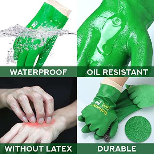 Ръкавици от PVC Schwer 11 , химически устойчиви, с подплата от бамбуково влакно срещу изпотяване и неприятна миризма, Водоустойчиви, Устойчиви