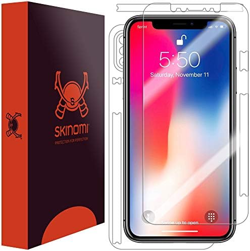 Защитно фолио за цялото тяло Skinomi Съвместим с Apple iPhone Xs (5,8 инча) (Защитно фолио за екрана + задната част на кутията) TechSkin