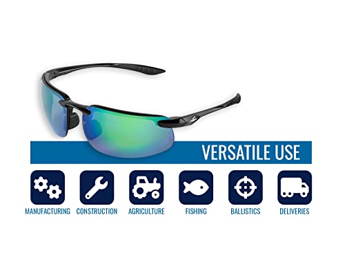 Поляризирани очила Bullhead Safety Bowfin с технологията Performance Fog, Сини Светещи Очила с защита от uv и покритие против надраскване,