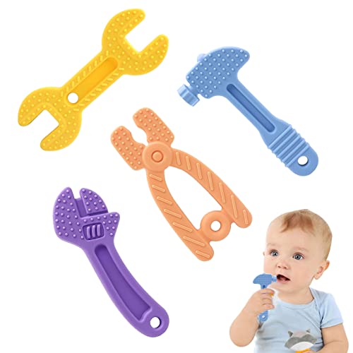 4 Бр., играчки за никнене на млечни зъби за бебета 0-6 месеца, 6-12 месеца, Набор от играчки за никнене на млечни зъби, Силиконови играчки-прорезыватели