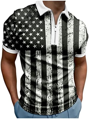 Мъжки ризи Поло с цип XXBR, Тениска с Флага на Деня на Независимостта, Спортни и Ежедневни Риза с Къс ръкав, Потници в Звездната Ивица