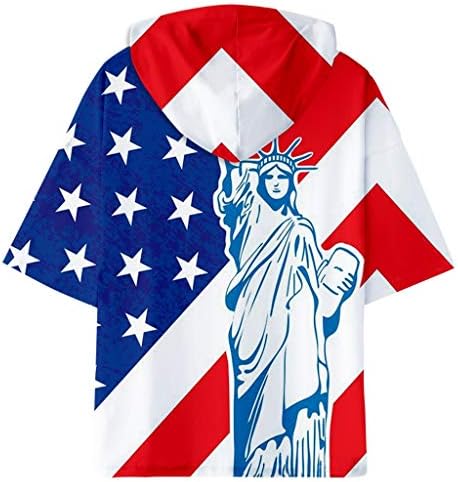 Мъжка риза с качулка F_Gotal, Мъжки Ризи, Модни Летни Тениски с Къс ръкав, американски Флаг, Готина Блуза с качулка във формата