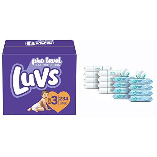 Памперси Luvs Pro Level със защита от течове, размер 3 (брой 2 X 234) и кърпички Pampers Complete Clean с аромат на на бебешки пелени, 8 опаковки