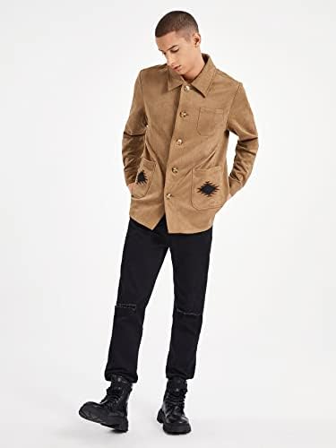 Xinbalove Men за сака, Мъжко палто копчета с джоб отпред (Цвят: camel, Размер: Малък)