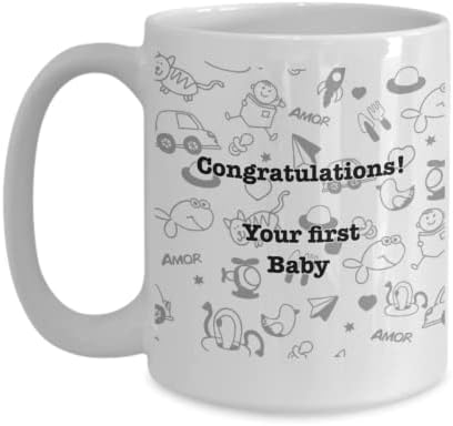 9701346-Голяма чаша за 15 унции - Детски душ - новородено дете - Поздравления, първата детска чаша за кафе или чай - за жени и за мъже