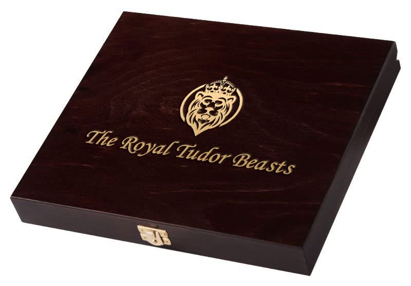 2023 DE Royal Helena Beasts PowerCoin Дървен Калъф Дървена Кутия Серия 1/4 Унция Дисплей 10 Златни Монети на Притежателя Без