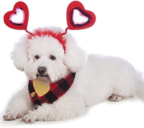 Костюм на Куче Кумур в Свети Валентин, Превръзка на главата от Сърце за домашни любимци и Кърпи за малки Кученца в Деня на