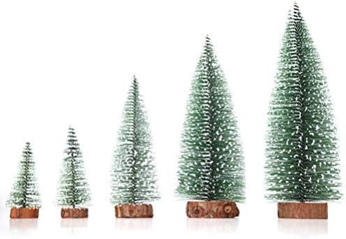 PRETYZOOM Мини Коледно Дърво с Дървена Основа Изкуствена Коледна Бор за Коледна Украса Плот на 10 см