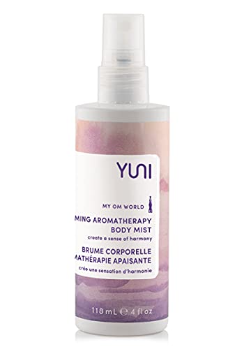 YUNI Beauty Успокояващ мъгла за тяло (4 унции) My OM World - Натурални ароматни масла - Релаксираща стреса - спомага за концентрация и яснота