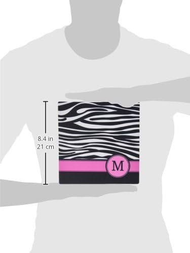 Подложка за мишка 3dRose LLC с размери 8 x 8 x 0,25 инча, черно-бели ивици като на Зебра с монограм с буквата М и животните принтом под формата на животно с ярко розова Персона