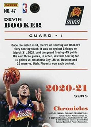 2020-21 Хрониките на Панини 47 Търговска картичка баскетболист в НБА Девин Букера Финикс Сънс