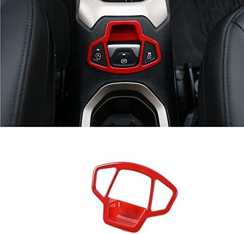 Автомобили с ABS електронен калъф за бутона на ръчната спирачка с декоративни орнаменти за Jeep Renegade -2022 червен
