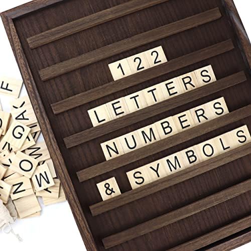 Комплект дъски за писане Stiles Tile, Дървена Дъска за съобщения с 122 букви и цифри за празниците, обяви за раждане на детето