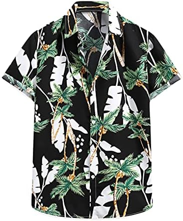 GDJGTA Хавайска Тениска за Мъже С Къси Ръкави, Отложным Яка, Цветни Принтом, Летни Плажни Ризи с Копчета