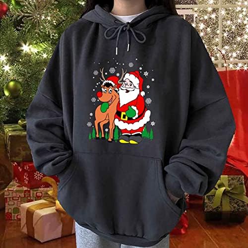 Дамски Жилетки, Пуловер с Дълъг ръкав, Класически Пуловер с Качулка, отличава със спокойна Спортен Дамски Коледна Hoody