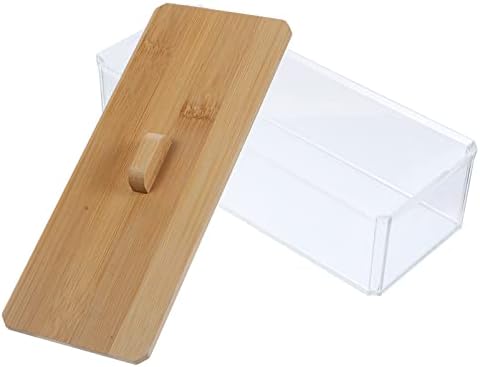 Zerodeko Акрилен Капак Кутии за Салфетки Прозрачен Държач За Кърпички Простор За Дрехи Опаковка Кутия с Капак на Дървена Диспенсер