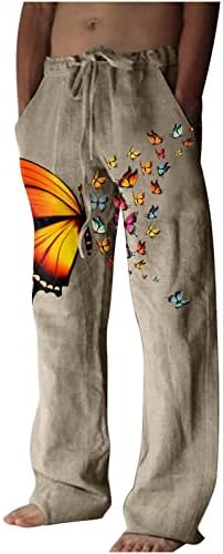 Мъжки Свободни Широки Панталони с Принтом Пеперуди Дантела, Всекидневни Спортни Панталони за Мъже, Летни Тънки и Удобни Памучни