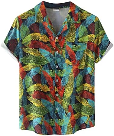 Мъжки Ризи за Боулинг, Риза с Къс ръкав и Цветна Принтом, Летни Ежедневни Ризи с Копчета, Плажни Ризи, Блузи