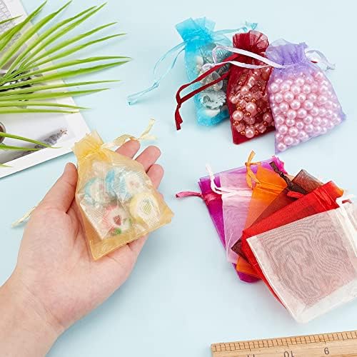 PH PandaHall 100шт Прозрачни Торбички От Органза, Подаръчни пакети 2,7 X 3,5 , Цветни Чанти и калъфи за бижута от Органза в съвсем малък, Чанта за сватбени подаръци за партита, ?