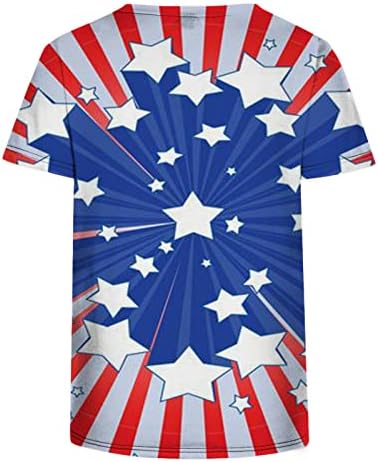 Тениска с Американския Флаг, Женска Тениска Със Звездните Ивици САЩ, Четвърти Юли, Свободни Тениски, Ежедневни Блуза с кръгло