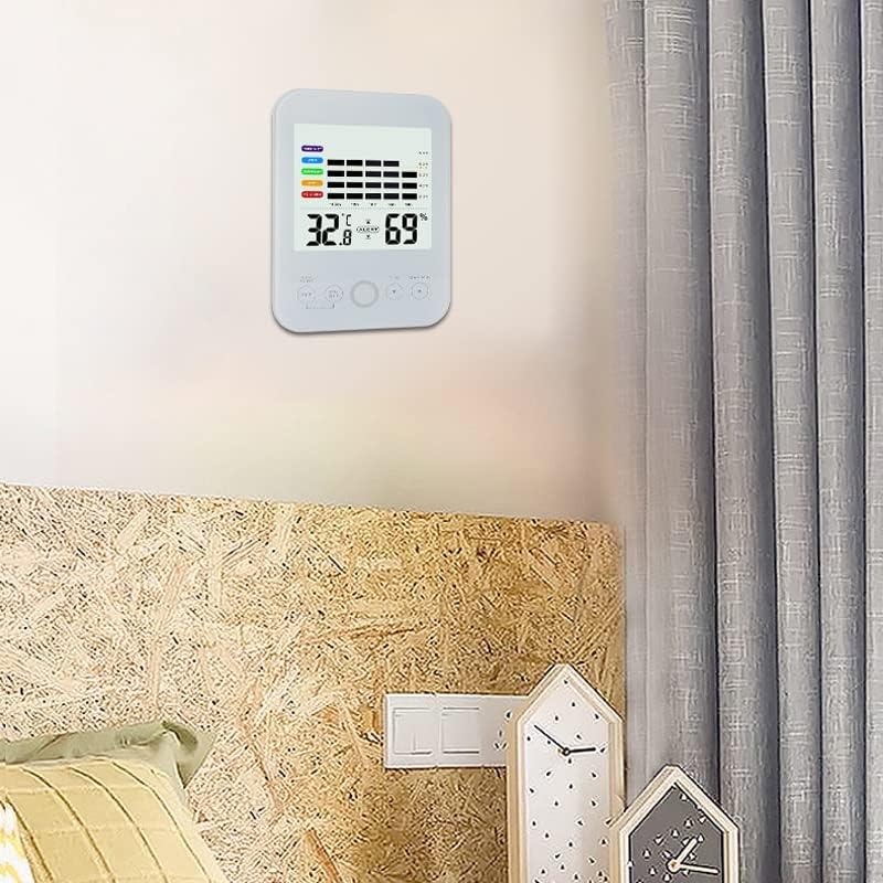 QUESHENG Домакински цифров гигрограф за помещения, електронен термометър със сензорен екран, влагомер, термометър за спални
