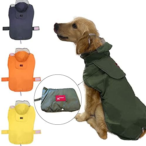 Acapeting Непромокаем Дъждобран за Кучета С Качулка, Дъждобран за Домашни Любимци, Дъждобран за Големи Кучета и Кученца (Жълто XL)