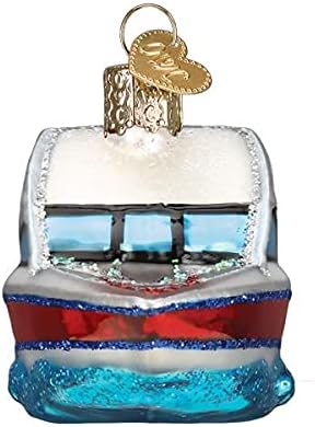 Коледна украса от Бластване стъкло в старинен стил с S-образно една кука и Подарък една кутия, Колекцията Sports & Открито (Ски лодка,