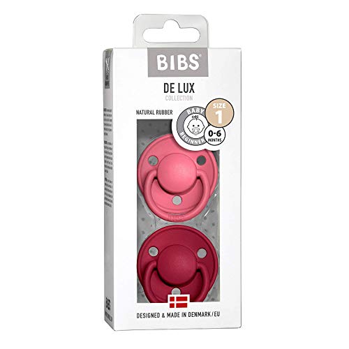 Наименование-наименование BIBS De Lux, 2 опаковки | Произведено в Дания | Dummy-dummy без Бисфенол А, Кръгла зърното. Естествен