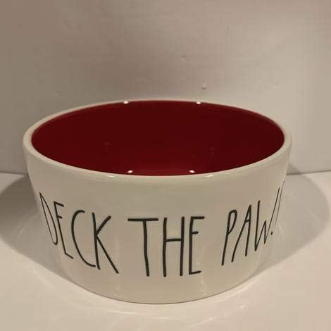 Купа за домашни любимци Rae Dunn Deck The Paws за кучета - червен интериор - 6 инча - керамика