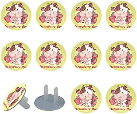 Капачки за контакти (24 опаковки) Електрически Предпазни Капачки Защитни Капачки за Ключове за дома - Прекрасно Сладко Ягода Cow Yellow