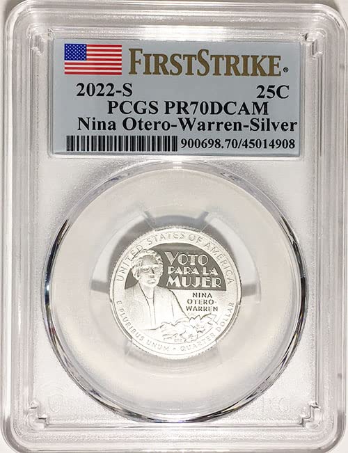 Носителка на сребърен медал на 2022 година, американската дамски Четвърт Нина Otero-Уорън Квартал ДР 70 DCAM First Strike Label PCGS