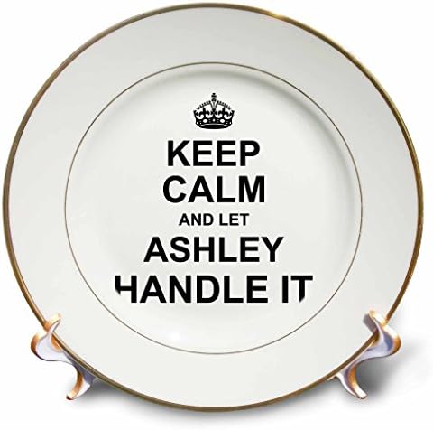 3дРоуз Сохраняй спокойствие и позволете на Ашли да се справят с това -Забавна табела с лично име, 8 см, бяла