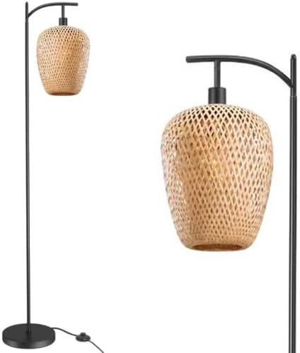 Лампиона от ратан DANGGEOI Boho, под лампа във формата на кошница за всекидневната, Лампиона в фермерска къща с ножным ключ, под лампа