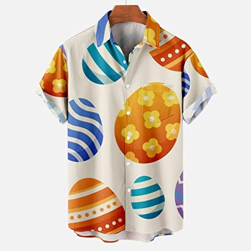 Мъжки Великденски Ризи С Модерен Графичен Принтом, Хавайски Ризи, Топ с Къс Ръкав, Удобна Плажна Блуза, Ежедневни Блузи с Джоб