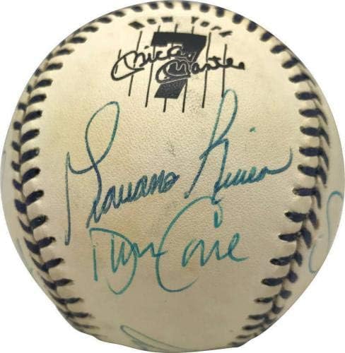 1996 Екипът на Янкис Подписа бейзболни топки OAL Мики Mantle Джитър Ривера PSA / Бейзболни топки с ДНК - автограф