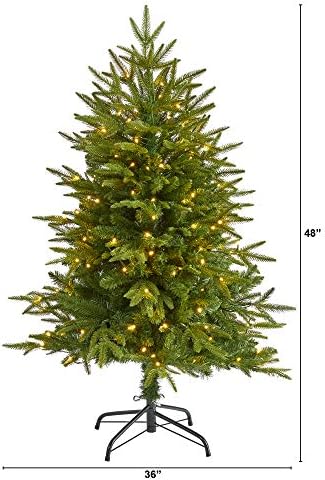 Почти естествени 4 фута. Изкуствена Коледна елха от планински смърч от Колорадо Natural Look със 150 Прозрачни led крушки Зелен