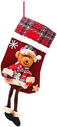 AFEIDD Коледна Украса на Коледни Чорапи, Окачване Кукла, Кукла 3D Ленени Чорапи Чанта Дългите Коледни Чорапи, Слънчеви мъниста (C 1, един