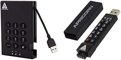 Apricorn 500GB Aegis Padlock USB 3.0 256-битово обзавеждане AES XTS и 32GB Aegis Secure Key 3Z 256-битово обзавеждане AES XTS с криптиране