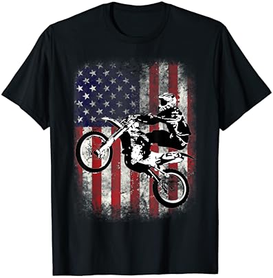 Тениска Dirt Bike с Флага на сащ за Мотокрос и Колоездач 4 юли