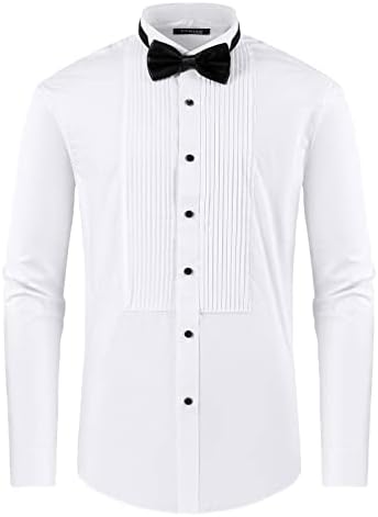 Мъжка бяла Риза-смокинг FAHIZO с френски ръкавели, Запонками и папийонка